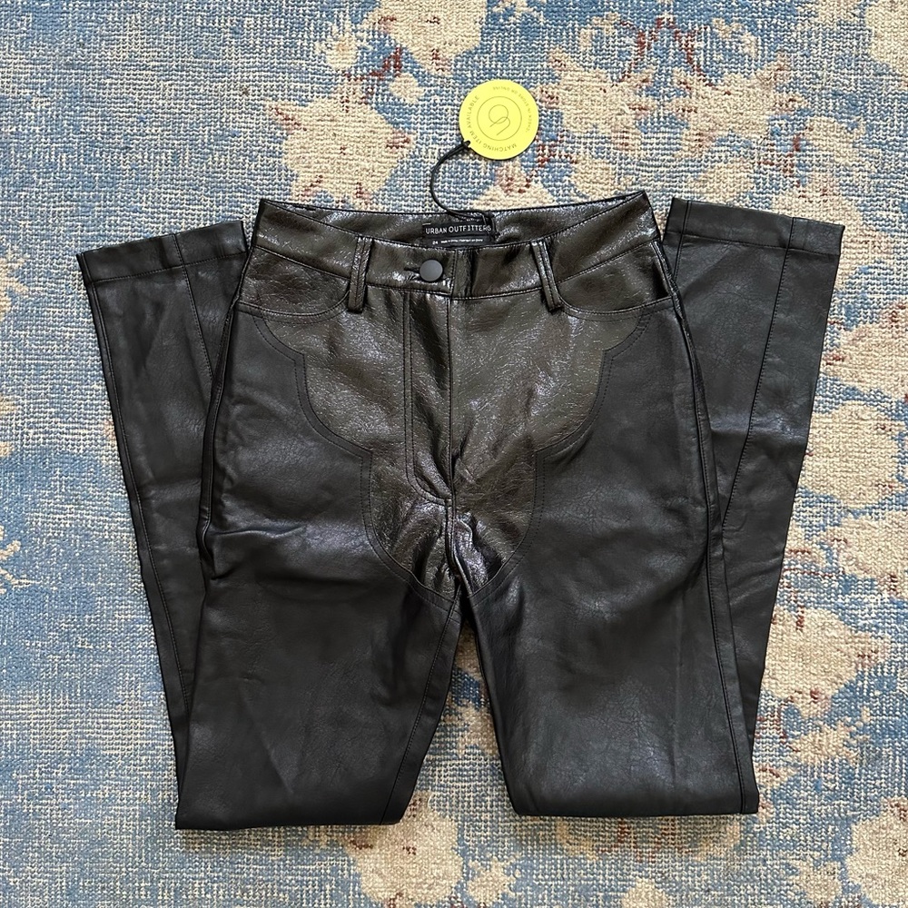 NWT Urban Outfitters Faux Leather Western Skinny Jean 24